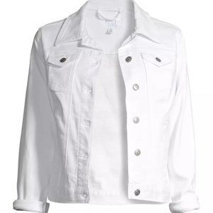 White Stretch Denim Jean Jacket XL